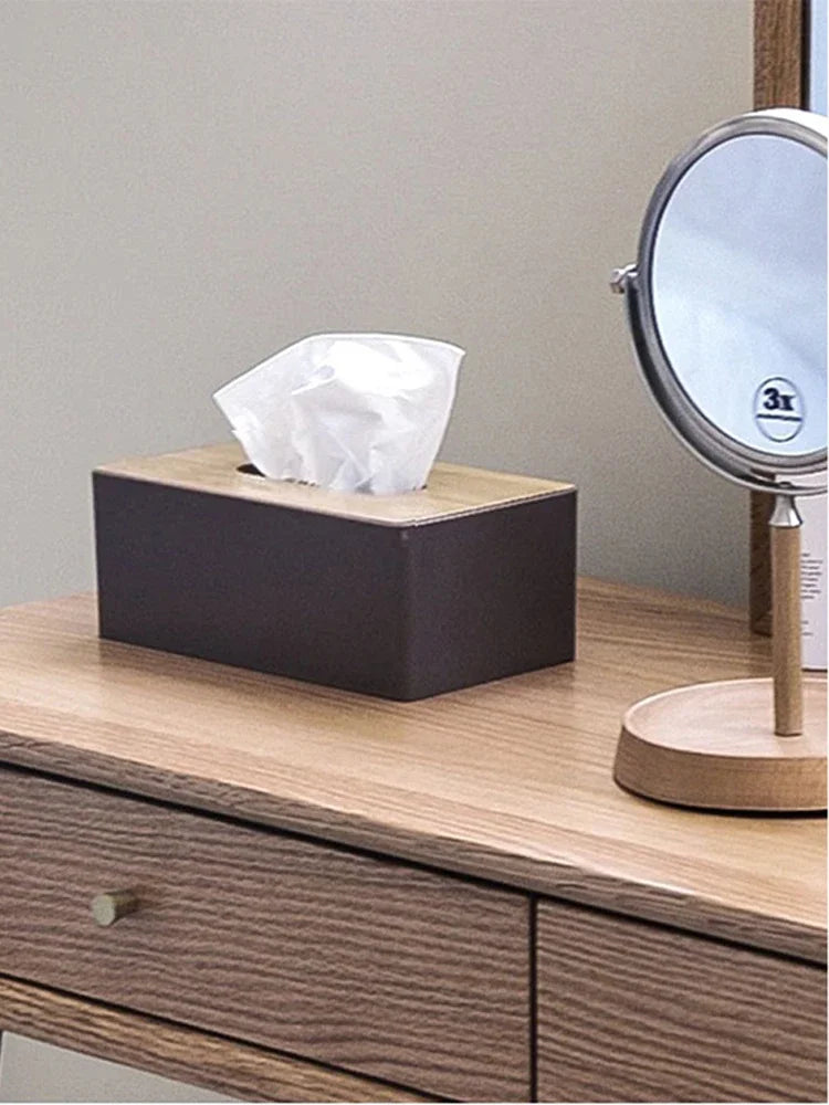 1pc Bamboo Tissue Box Holder, Napkin Organizer for Countertop/Table,Ideal for Office Decor, Elegant Holder Case for Home