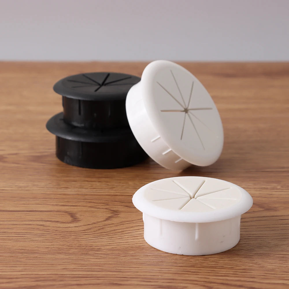 50/60MM Desk Cord Grommet Wire Hole Cover Line Outlet Port Threading Box Cover Cable Passing Box Office Table Cable Organizer