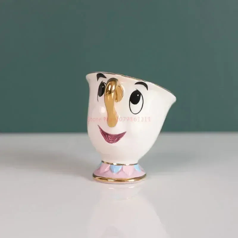 Disney Teapot Cute Cartoon Beauty And The Beast Coffee Pots Mug Mrs Potts Chip Cup Tea Cup Pots One Tea Set Droshipping Desk Gif