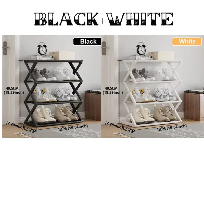 4-Layer Simple Shoe Rack Trapezoidal Shoes Organizer Space Saving Living Room Assembly Shoe Rack Multifunctional Home Supplies