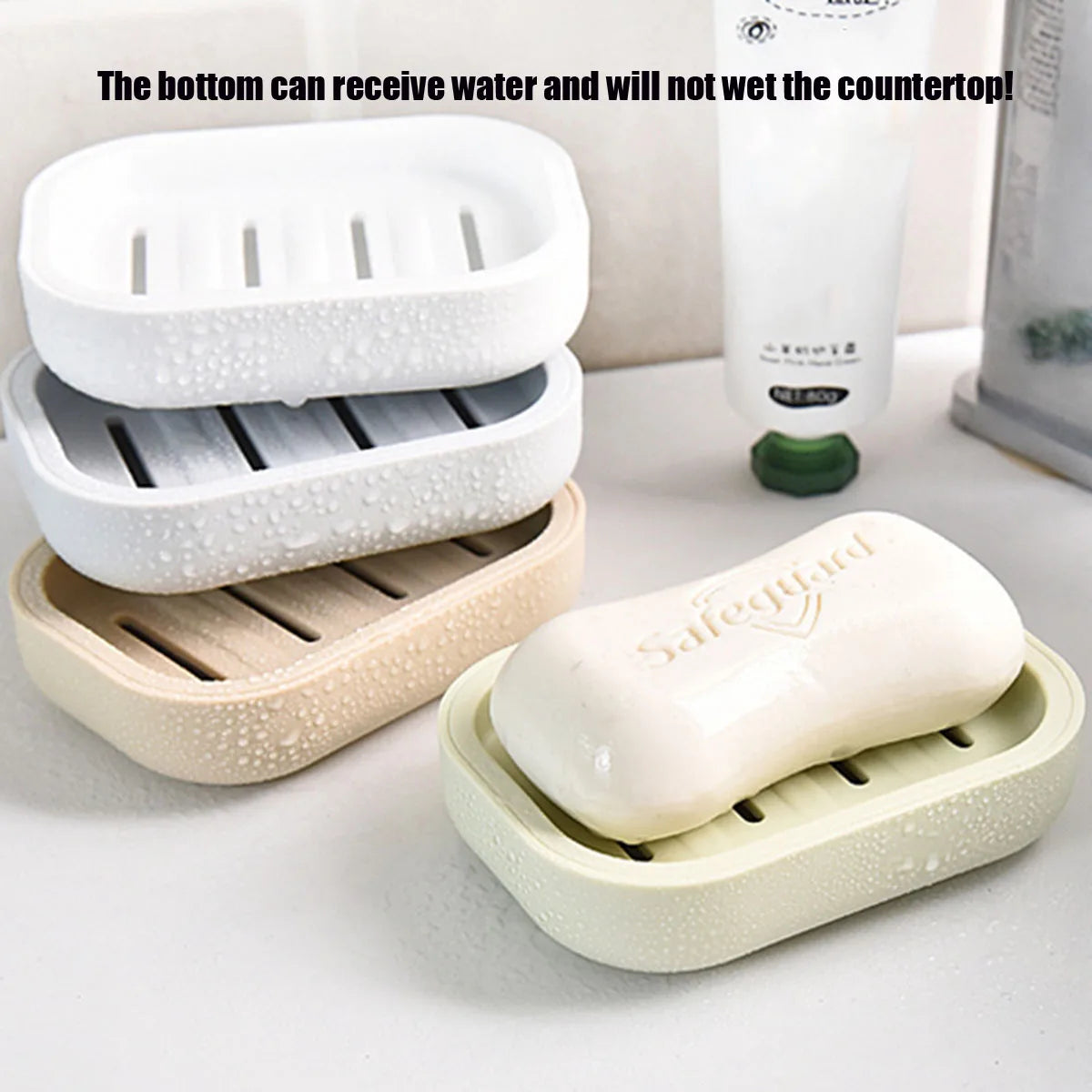 Portable Double-Layer Soap Dish with Drainage Cover Square Plastic Storage Box for Bathroom & Travel Use ﻿