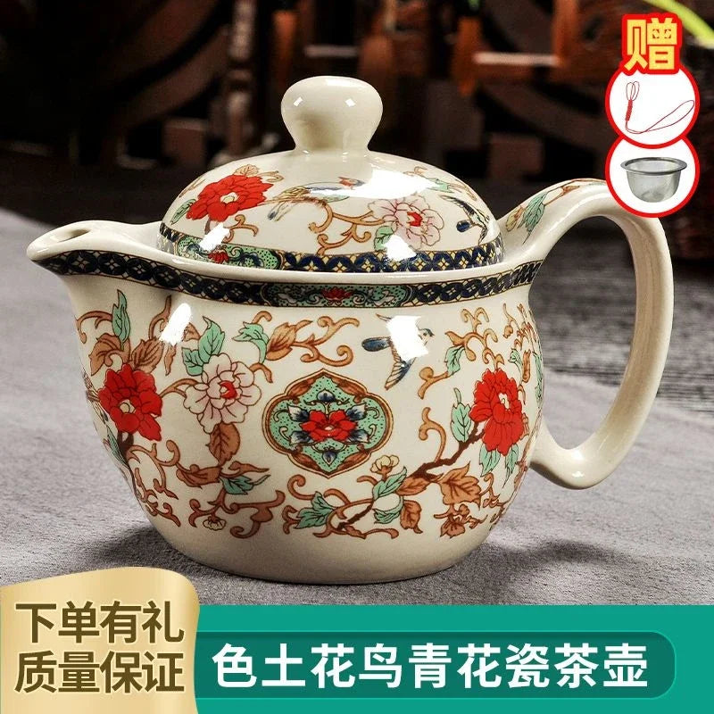 Traditional Chinese Blue and White Porcelain Teapot Ceramic Kung Fu Tea Set for Home Use Single Pot with Filter