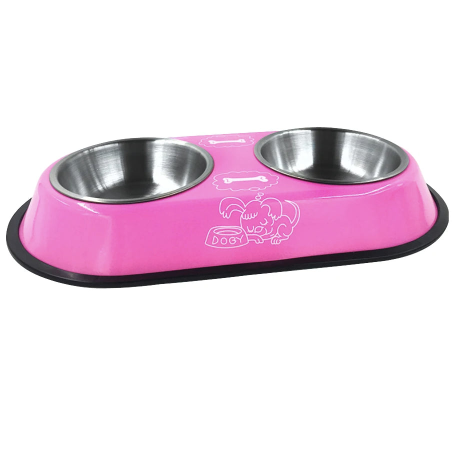 Pet Feeding Double Bowls Dog Cat Food Station Stainless Steel Water Food Bowls Feeder Solution for Dogs Cats supplies