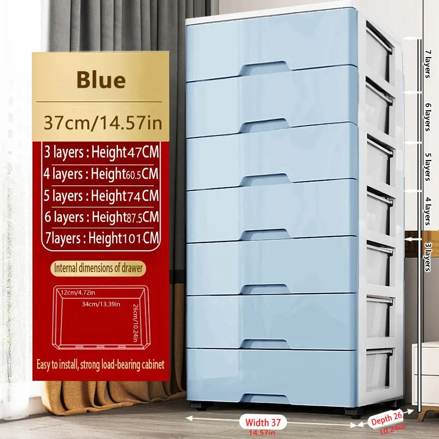 3/4/5/6/7 Layer  Drawer Storage Cabinet Storage Organizer with Wheels Multifunction Dustproof Wardrobe