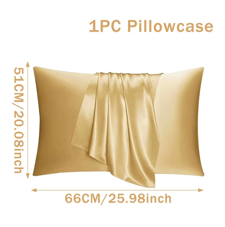 Silk Satin Pillowcase Simple Solid Color Pillow Cover Bedding Household Smooth Multicolor Satin Pillowcase Household 66x51cm