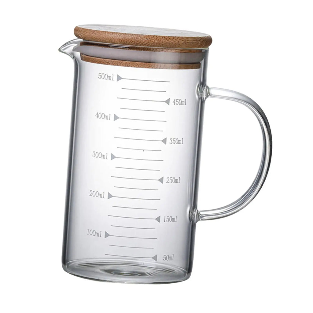 Measuring Cup Multipurpose with Lid Transparent Water Pitcher with Scale Milk Glass Cup for Juice Coffee Gifts