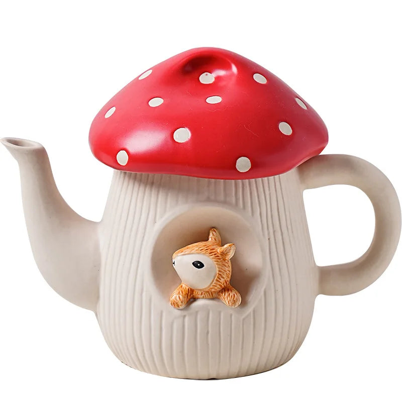 Red Mushroom ceramic Coffee Mug Dinner Plates Noodle Bowls Salad Bowls Teapot Cakepan Afternoon Tea Party Gift for Girl