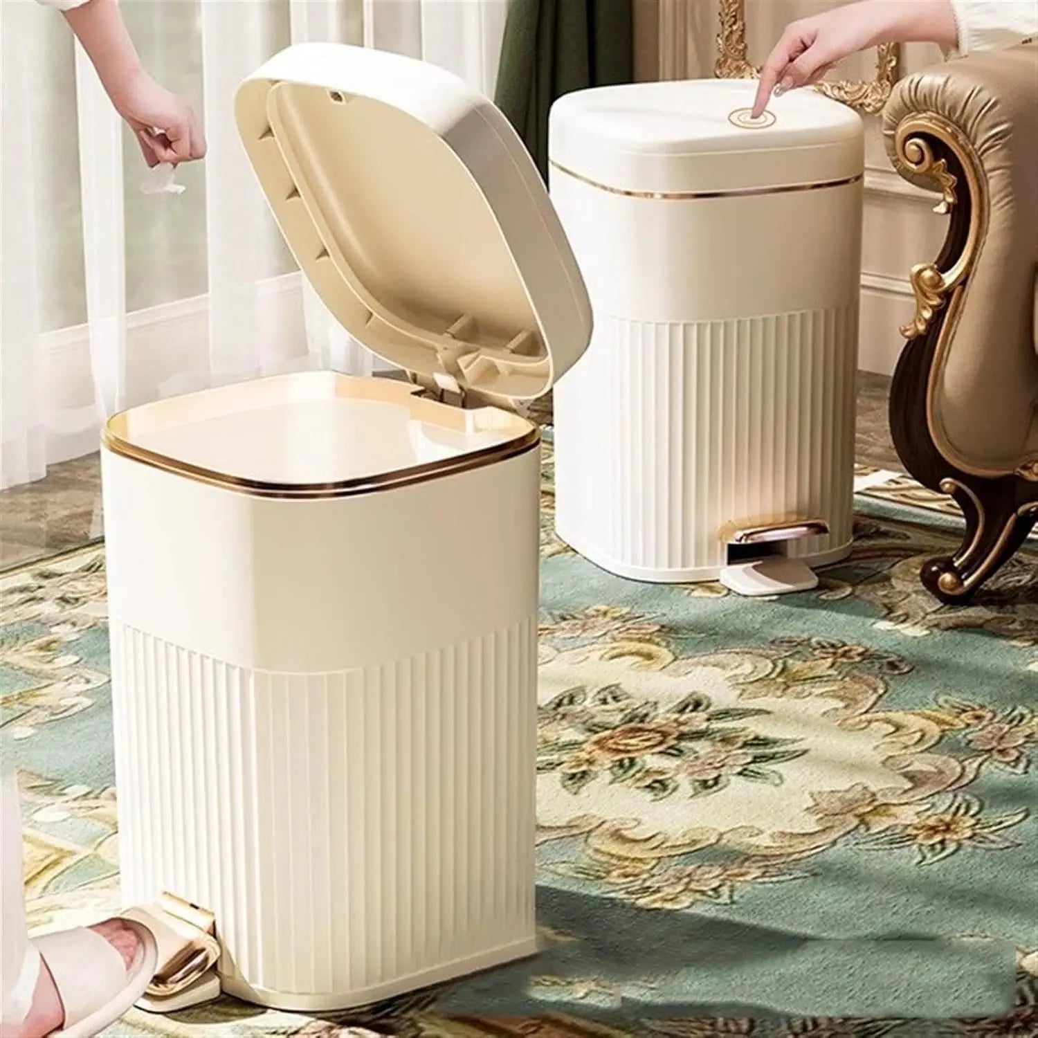 8/10L Foot Pedal Trash Can Waterproof Bathroom Waste Bins with Lid Large Capacity Garbage Bin Luxury Office Kitchen Trash Can
