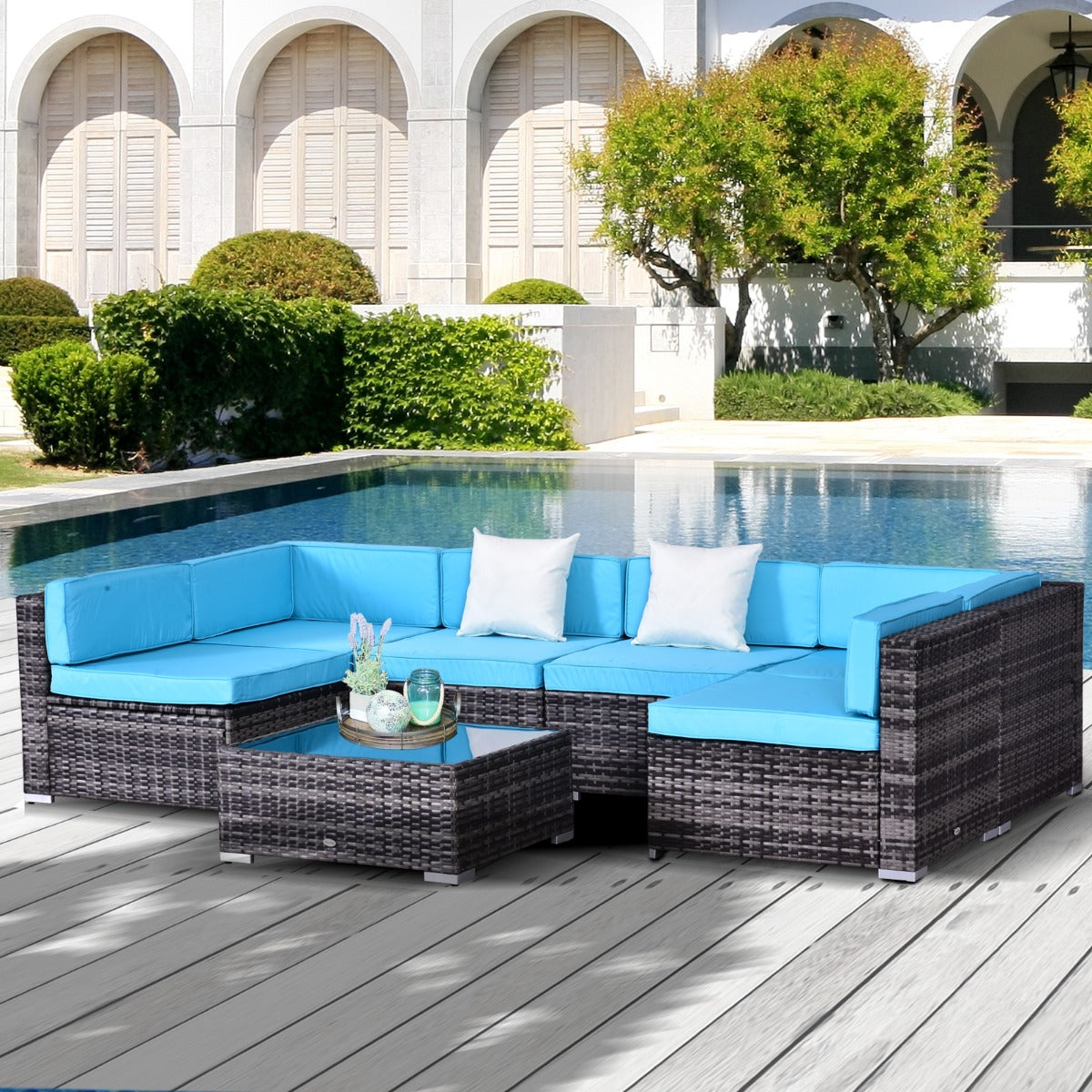 Outsunny 7 Piece Rattan Sofa Set Outdoor Furniture Patio Set SHIPPING ONLY IN CANADA.Unsupported Countries: Northwest,Nunavut,Territories,Yukon