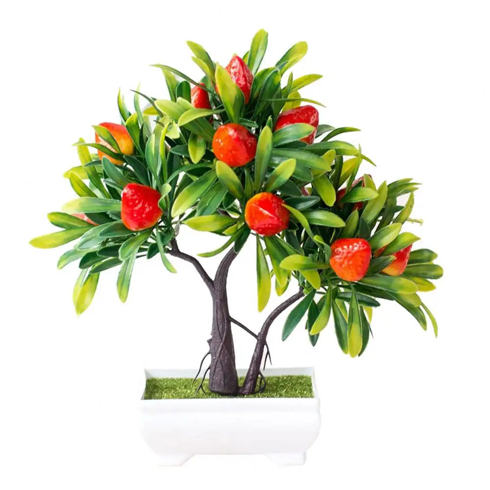 Artificial Orange Bonsai Potted Flower Home Office Garden Decor Peach pepper Tree Artificial Fruit Plant Potted Fake Plant Decor