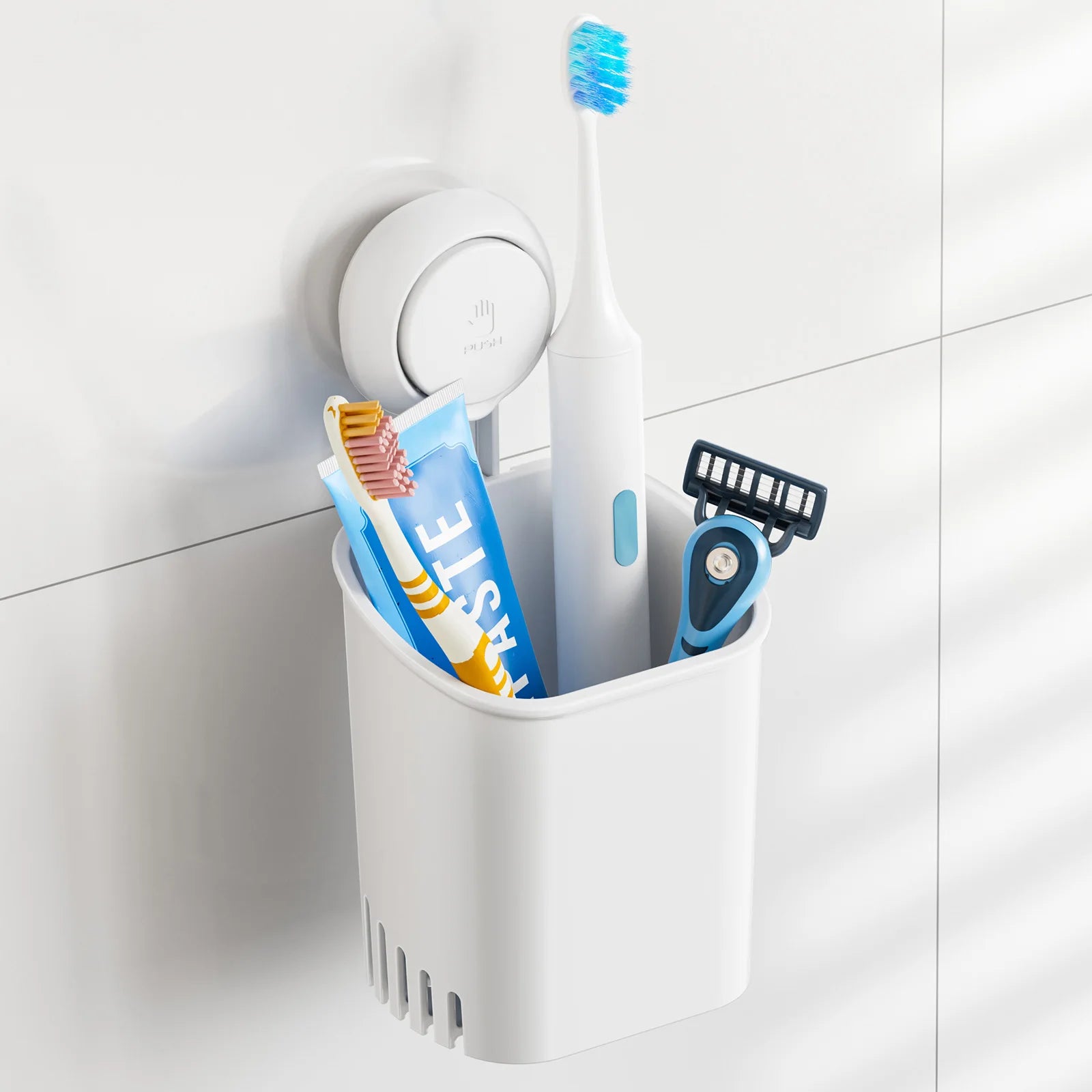 TAILI Suction Cup Toothbrush Holder No Drilling Removable Razor Holder for Bathroom Shower Electric Toothbrush Toothpaste Holder