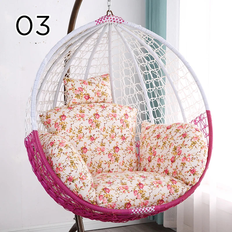 Unfilled S/L Swing Hanging Egg Swing Basket Seat Chair Cushion Cover Round Detachable Pillowcase for Home Patio Living Rooms