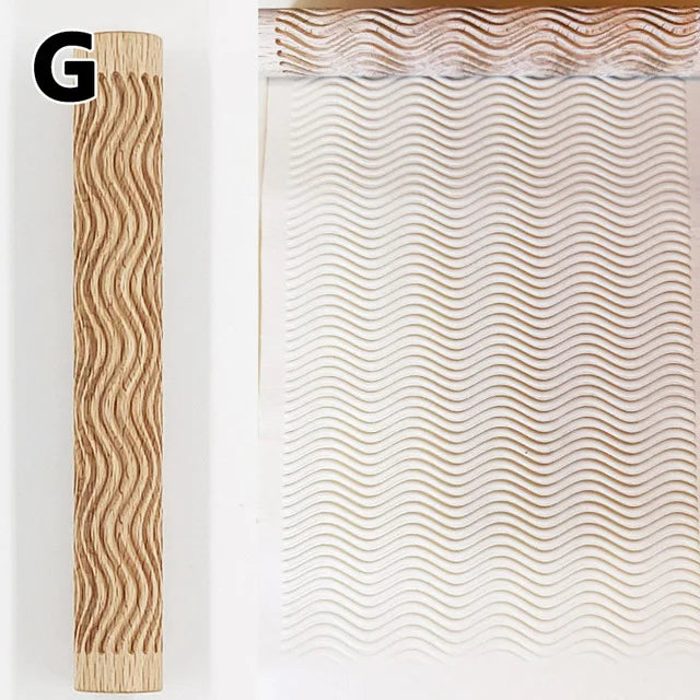 Wooden Texture Rolling Pin Ceramic Pottery Art Embossed Rod Flower Pattern Mud Roll Roll Reliefs DIY Clay Craft Tool