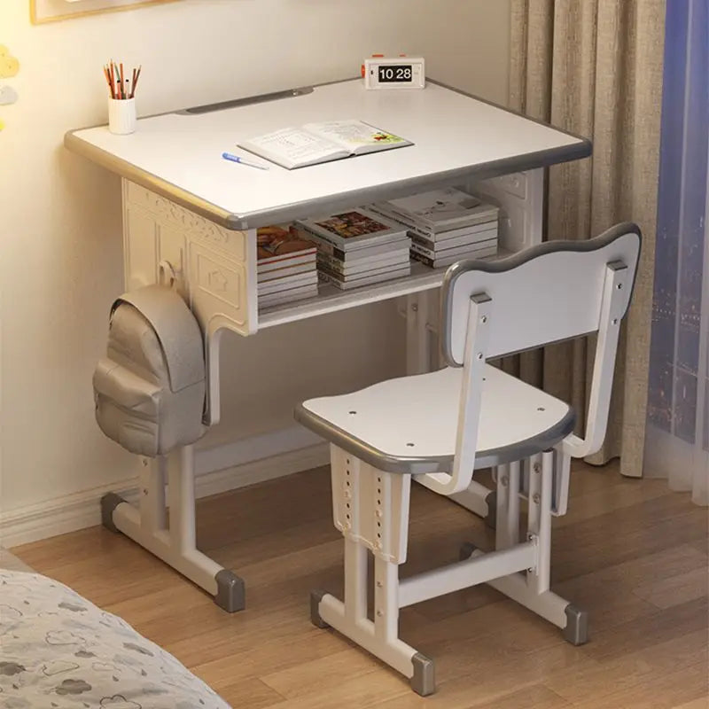 Children's Study Student Desk and Chair Set Adjustable Height Writing Desk for Kids Home & School Standard & Pro Cushion Version