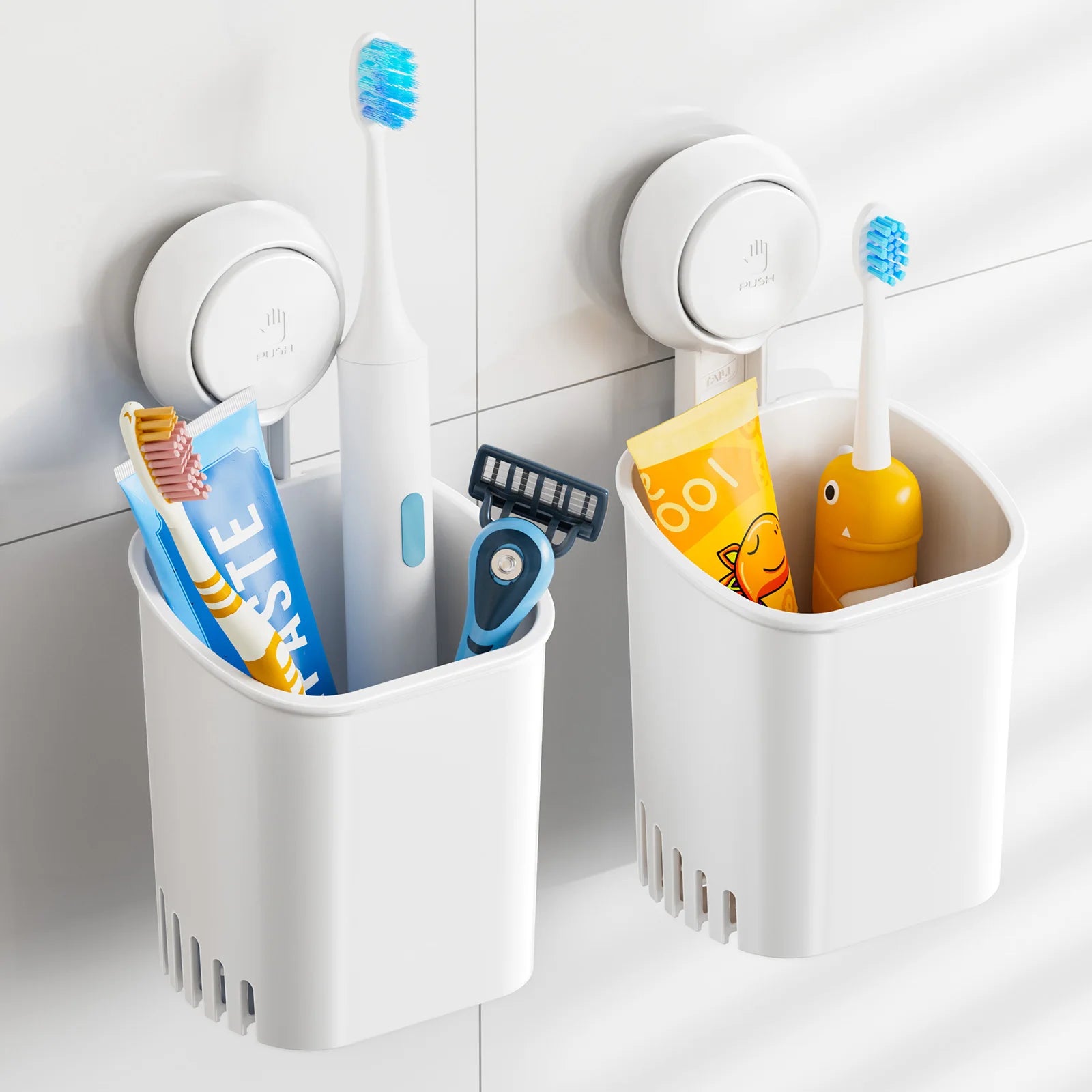 TAILI Suction Cup Toothbrush Holder No Drilling Removable Razor Holder for Bathroom Shower Electric Toothbrush Toothpaste Holder