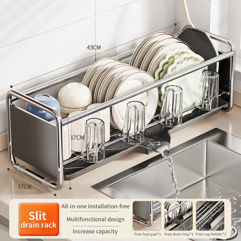 Dish Drying Rack Bowl Drainer Over Sink Drainer Draining Rack Organizer Kitchen Sink Basket Tableware Narrow Cup Holder Shelf