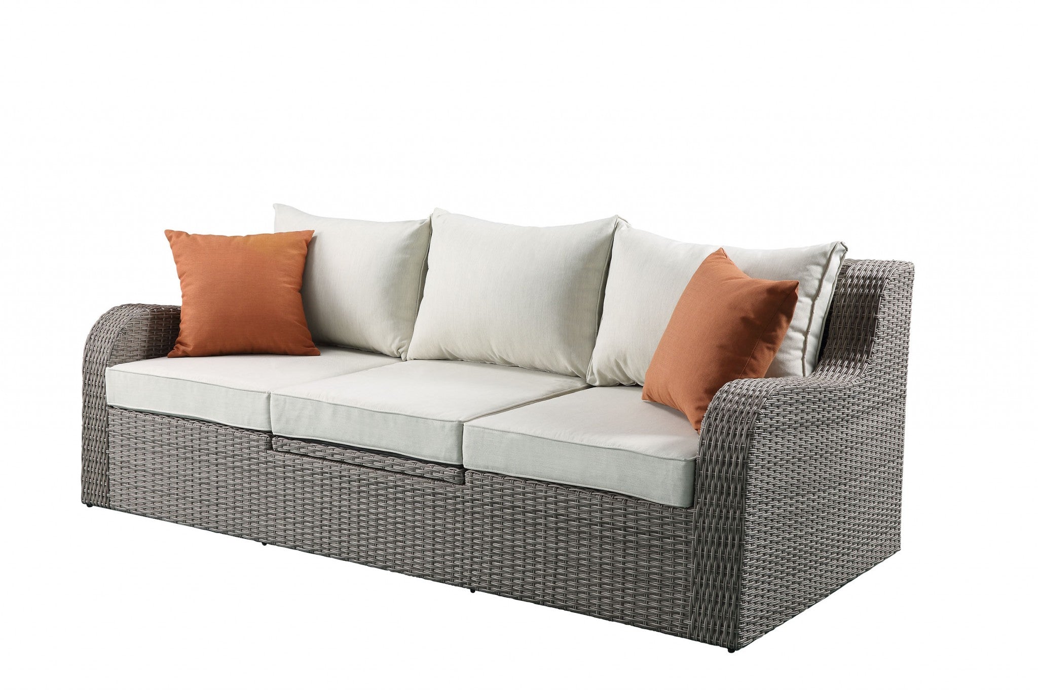 3 Piece Gray Wicker Patio Sectional And Ottoman Set SHIPPING ONLY IN USA