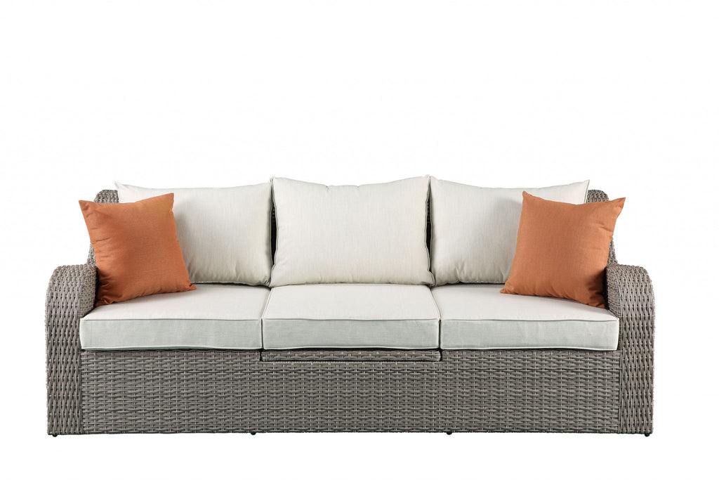 3 Piece Gray Wicker Patio Sectional And Ottoman Set SHIPPING ONLY IN USA