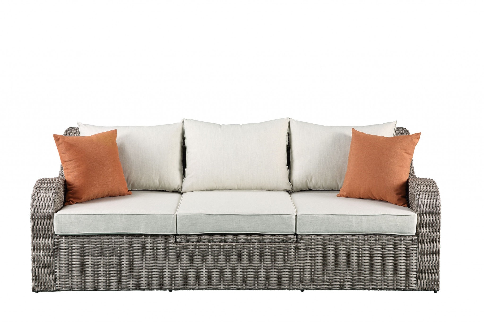 3 Piece Gray Wicker Patio Sectional And Ottoman Set SHIPPING ONLY IN USA