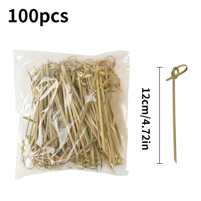 100pcs Disposable Bamboo Food Fruit Toothpick Salad  Cake Dessert Fork Stick for Wedding Birthday Party Decor Cocktail Toothpick