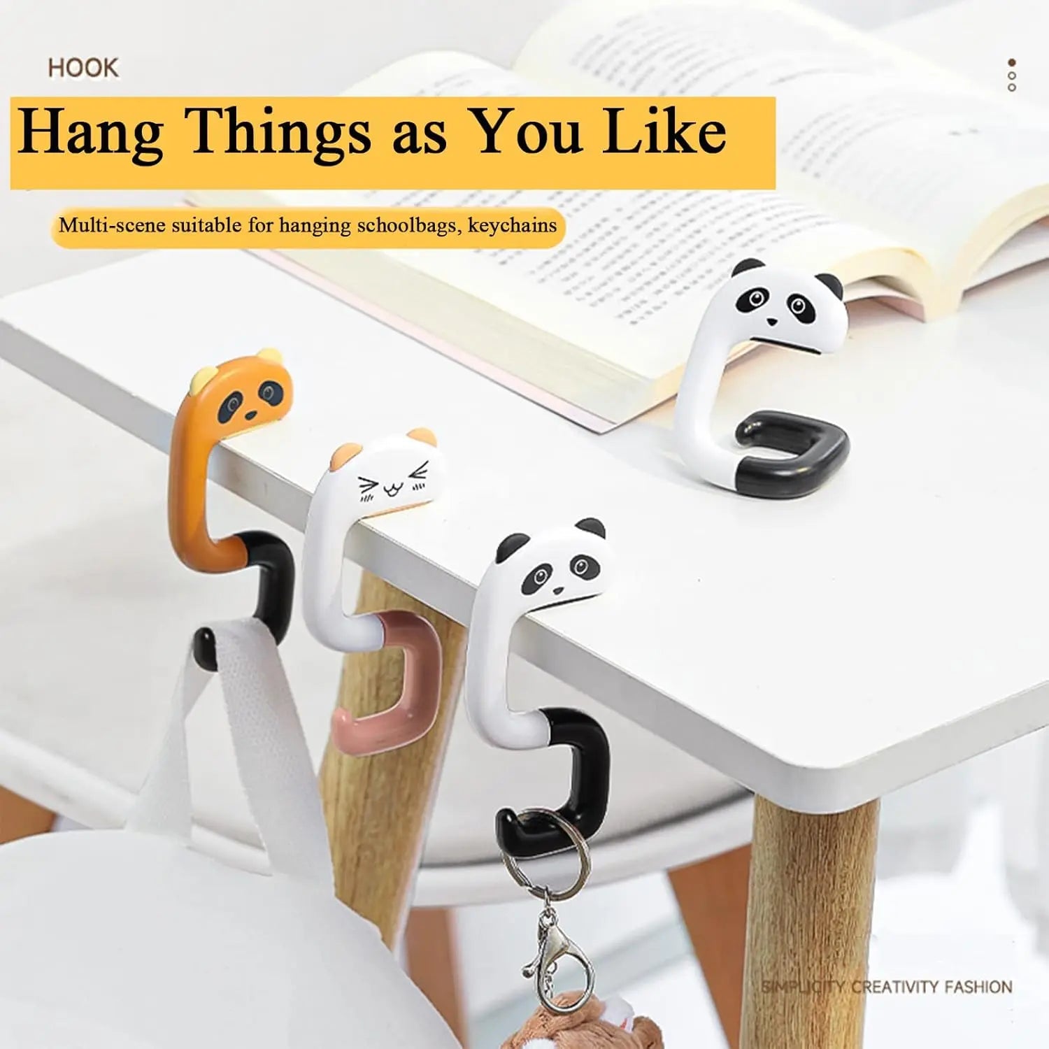 Handbag Hook Holder Portable ABS Handbag Hangers Purse Hook Foldable Schoolbag Hook for Student Table Desk Restroom Office