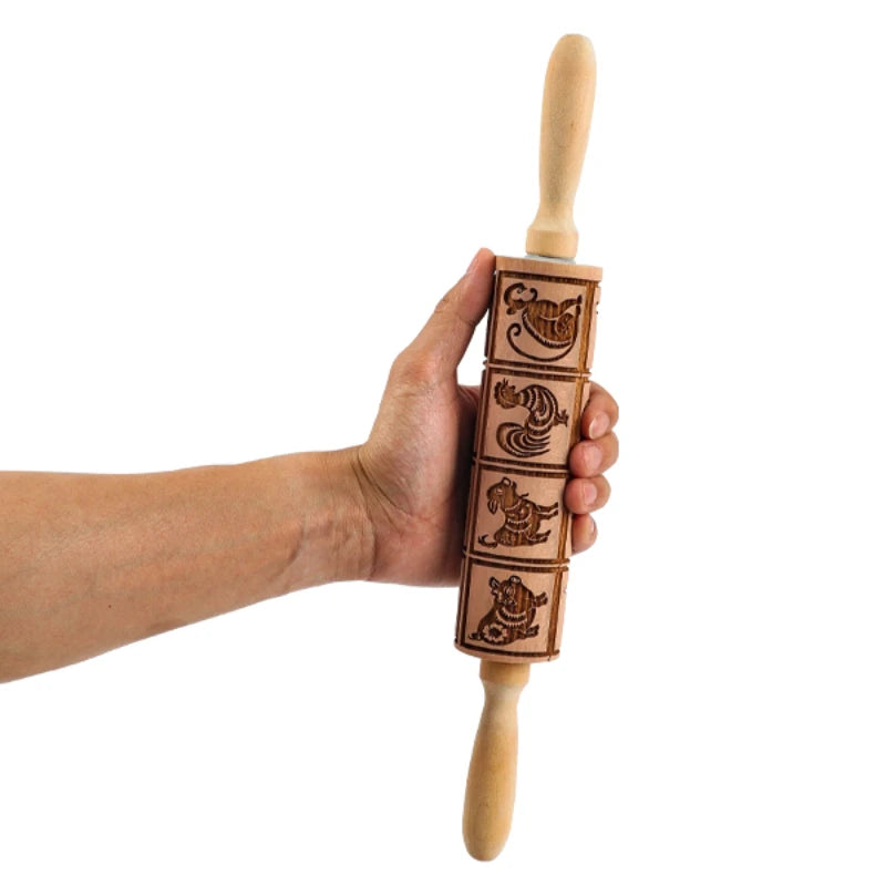 Pottery Art Wood Texture Roll Relief Tree Stone Flower Pattern Embossed Rod Mud Rolling Pin DIY Ceramic Pottery Tools Mud Roll