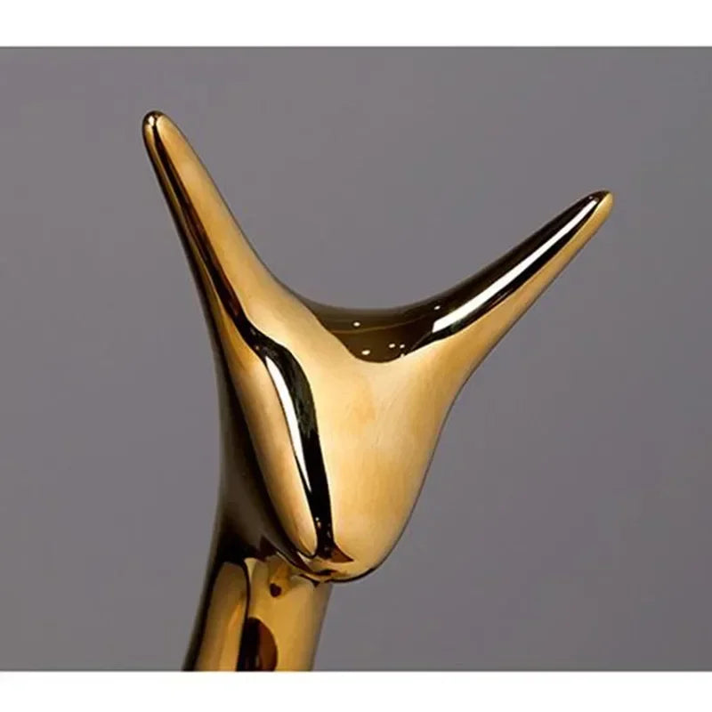Ceramic Electroplating Ornaments Nordic Ins Cabinet Decorations Home Porcelain Deer/Swan Family Apple Shape Figurines