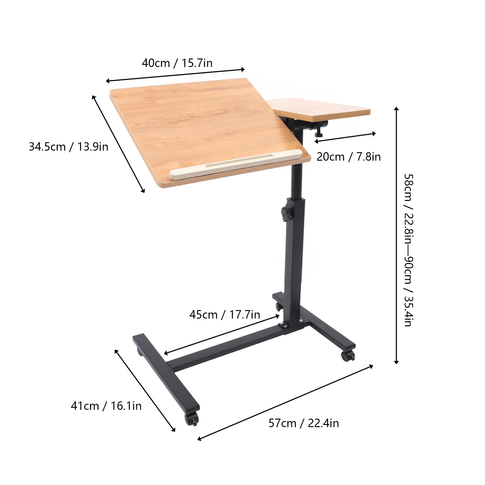 Adjustable Height Laptop Desk Rolling Cart Table Stand Movable Computer Table Sofa Side Tables