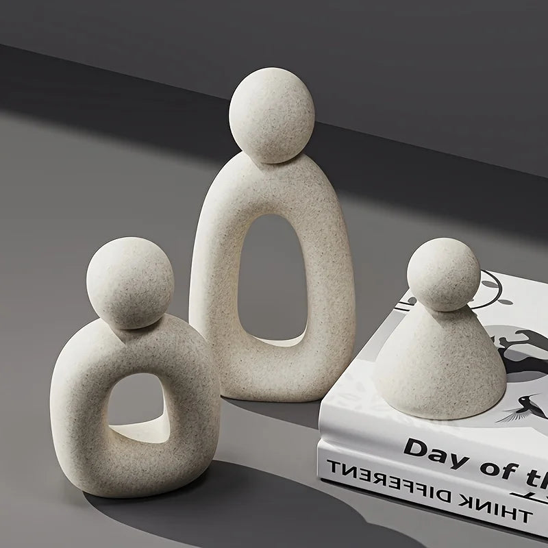 3pcs/set Family Statue Modern Style Home Decor Hollow Sculpture Nordic Living Room Ornaments Bedroom Decoration Figurines Gift