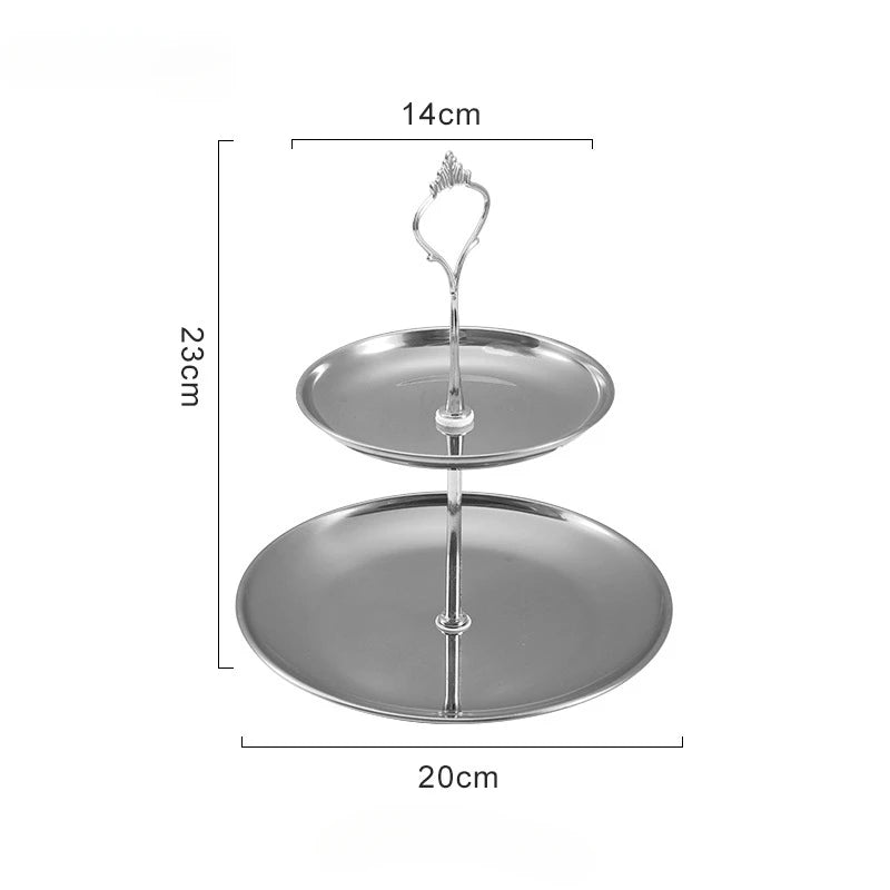Stainless steel multi-layer cake snack rack household living room coffee table fruit tray double layer cake tray snack tray