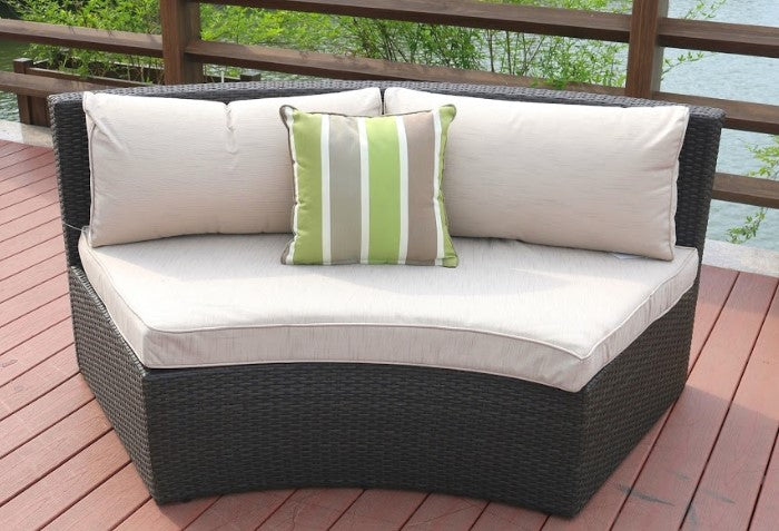 6 Piece Black Half Moon Outdoor Sectional Set with Ice Bucket SHIPPING ONLY IN USA