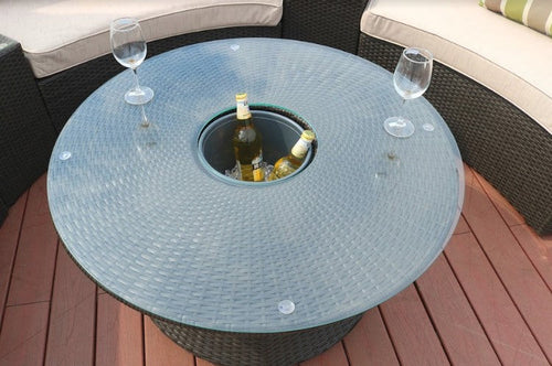 6 Piece Black Half Moon Outdoor Sectional Set with Ice Bucket SHIPPING ONLY IN USA