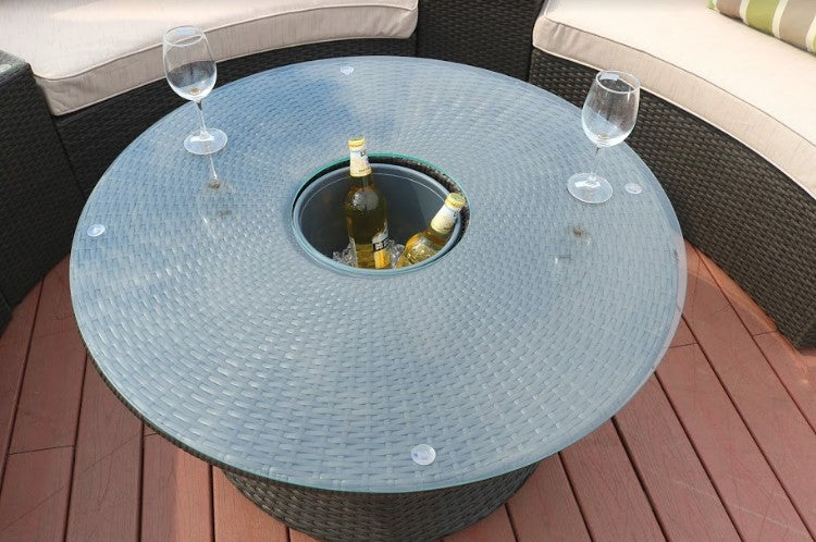 6 Piece Black Half Moon Outdoor Sectional Set with Ice Bucket SHIPPING ONLY IN USA