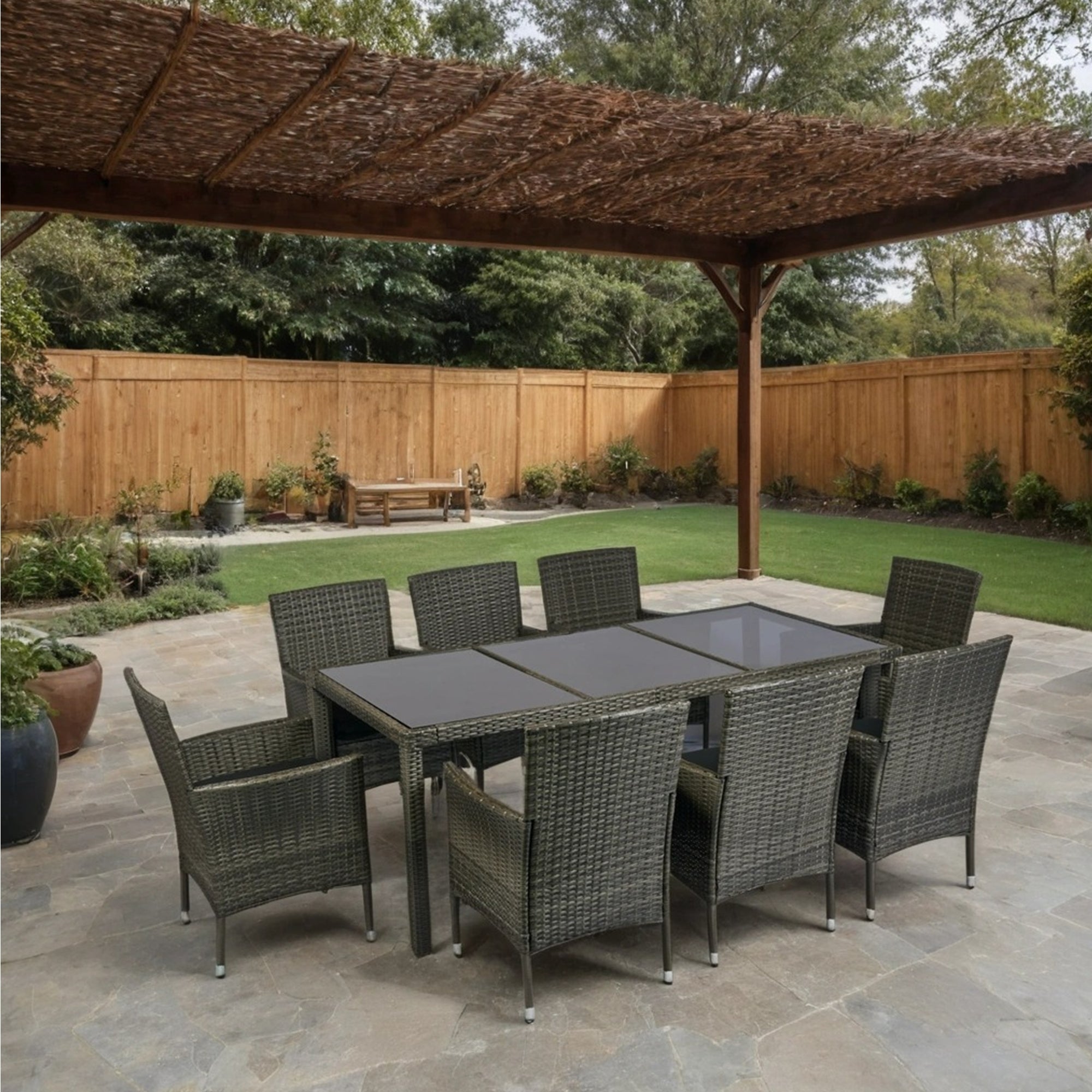 9 piece Outdoor Patio Wicker Dining Set Patio Wicker Furniture Dining SHIPPING ONLY IN USA