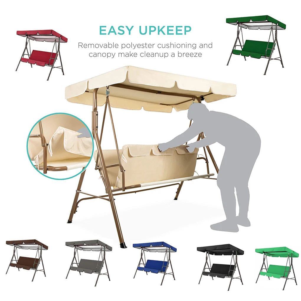 2PCS 210D Coating Uv-Resistant Waterproof Garden Chairs Patio Swing Cover Set Swing Canopy Seat Top Awning 190*132*15cm