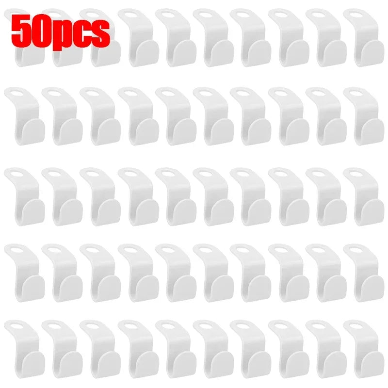 50/5Pcs Clothes Hanger Hooks Space Saving Closet Connector Hook Cascading Hanger Plastic Extender Clips Wardrobe Coat Organizer