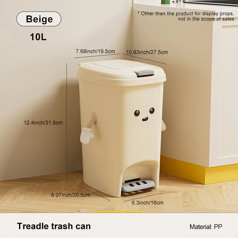 Uforu 10L/20L Back to School Large Capacity Foot Pedal Trash Can for Kitchen Dorm Room Toilet DIY Cute Creative Ash-Bin