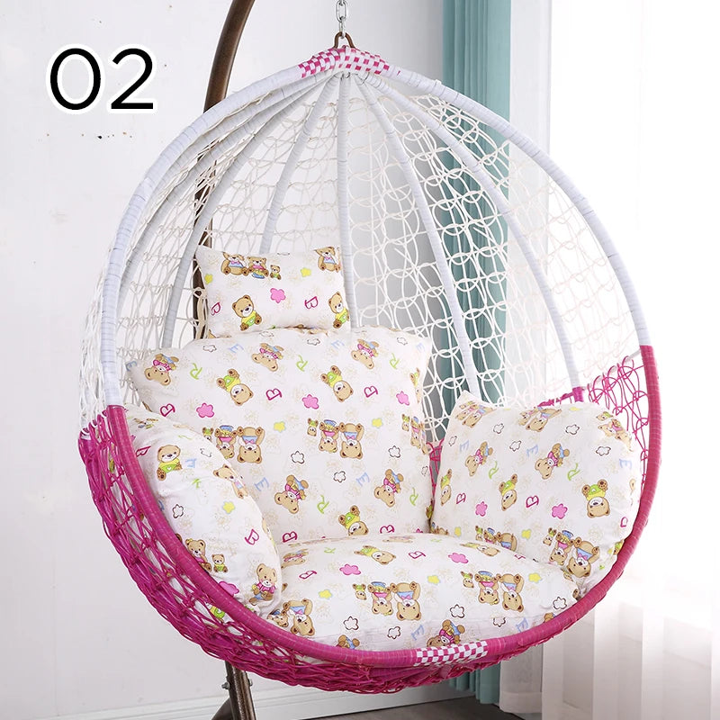 Unfilled S/L Swing Hanging Egg Swing Basket Seat Chair Cushion Cover Round Detachable Pillowcase for Home Patio Living Rooms
