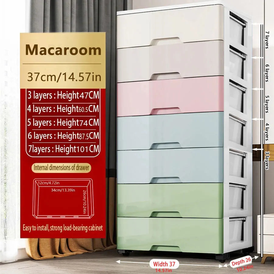 3/4/5/6/7 Layer  Drawer Storage Cabinet Storage Organizer with Wheels Multifunction Dustproof Wardrobe