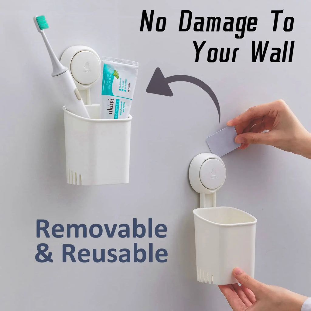 TAILI Suction Cup Toothbrush Holder No Drilling Removable Razor Holder for Bathroom Shower Electric Toothbrush Toothpaste Holder