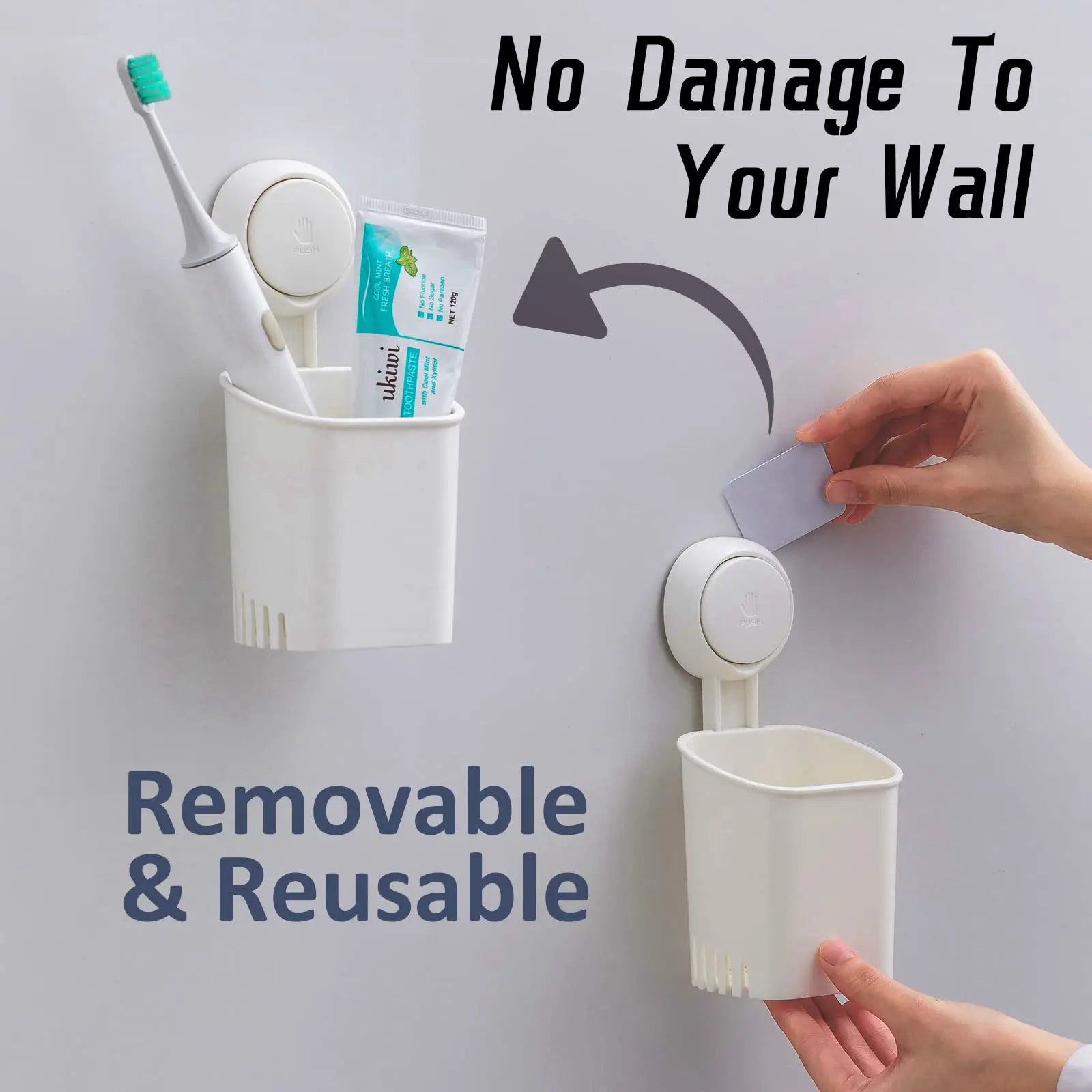TAILI Suction Cup Toothbrush Holder No Drilling Removable Razor Holder for Bathroom Shower Electric Toothbrush Toothpaste Holder