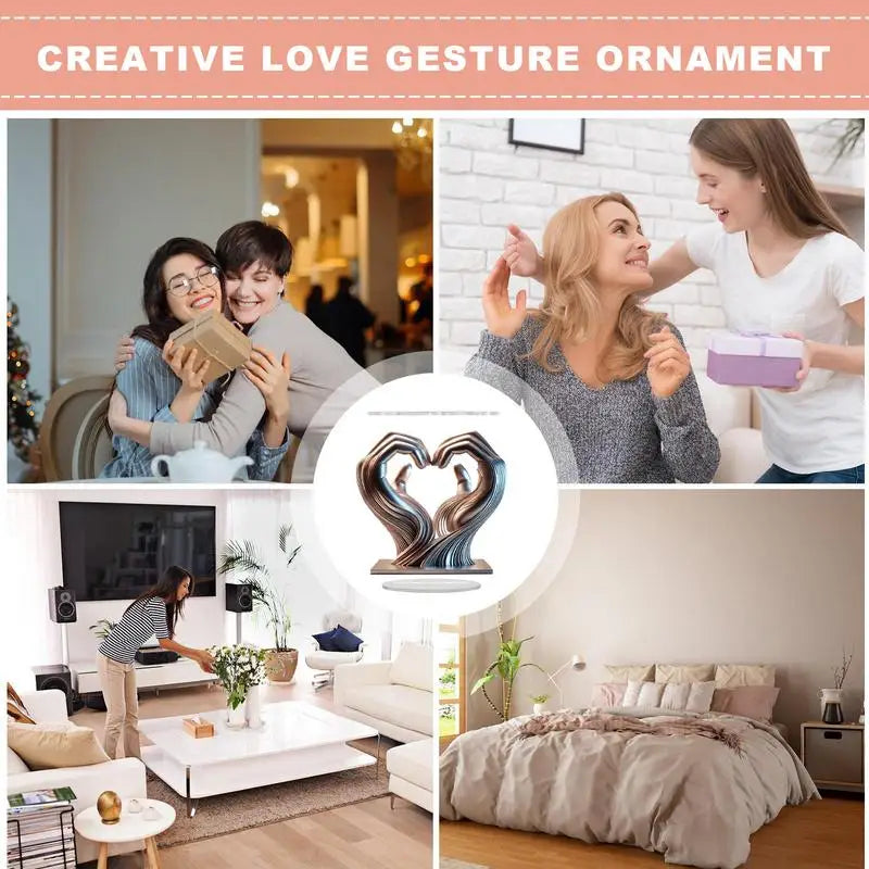 Acrylic Love Gesture Statues Sculptures Desktop Ornament Sculpture Figurines Nordic Light Luxury Art Crafts Office Home Decor