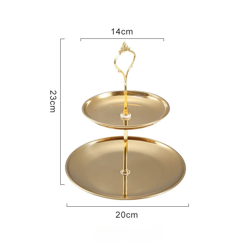 Stainless steel multi-layer cake snack rack household living room coffee table fruit tray double layer cake tray snack tray
