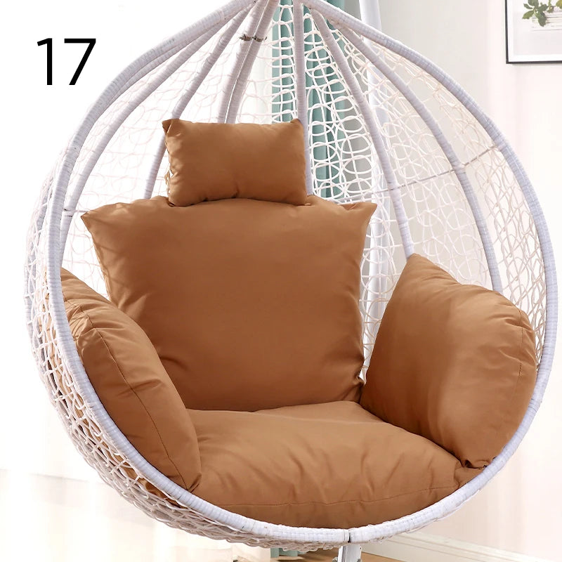 Unfilled S/L Swing Hanging Egg Swing Basket Seat Chair Cushion Cover Round Detachable Pillowcase for Home Patio Living Rooms