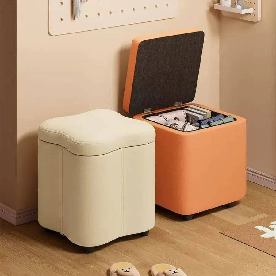Dressing Stools Armless Leatherwear Entryway Chairs Carrying Storage Stools Makeup Room Footrest Vanity Stool for Living Room