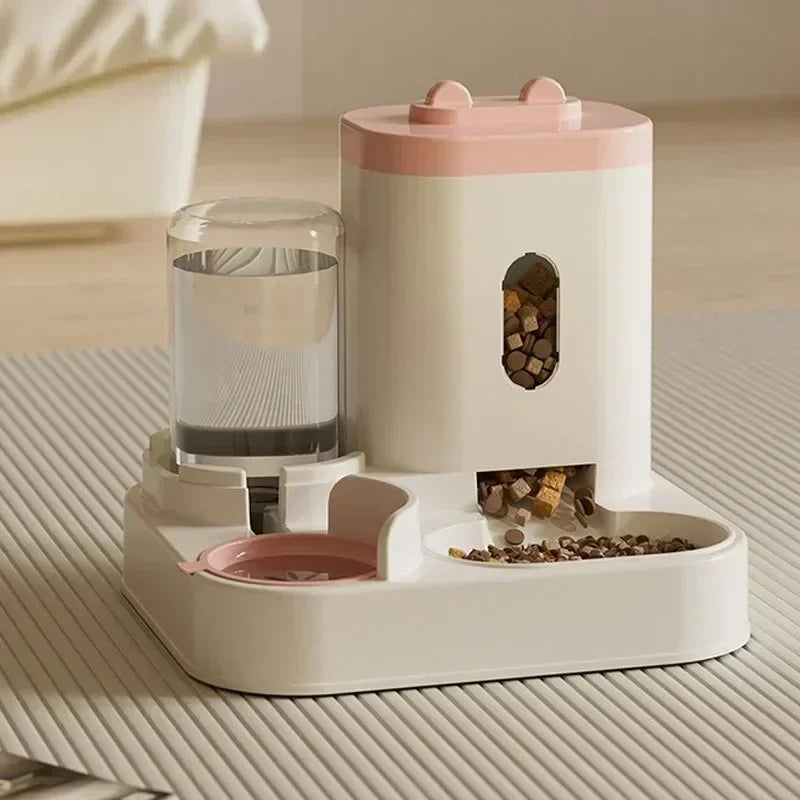 All-in-One Pet Feeding Station Automatic Food Bowl Water Fountain Cats/Dogs Large Capacity Raised Stand Essential Accessories