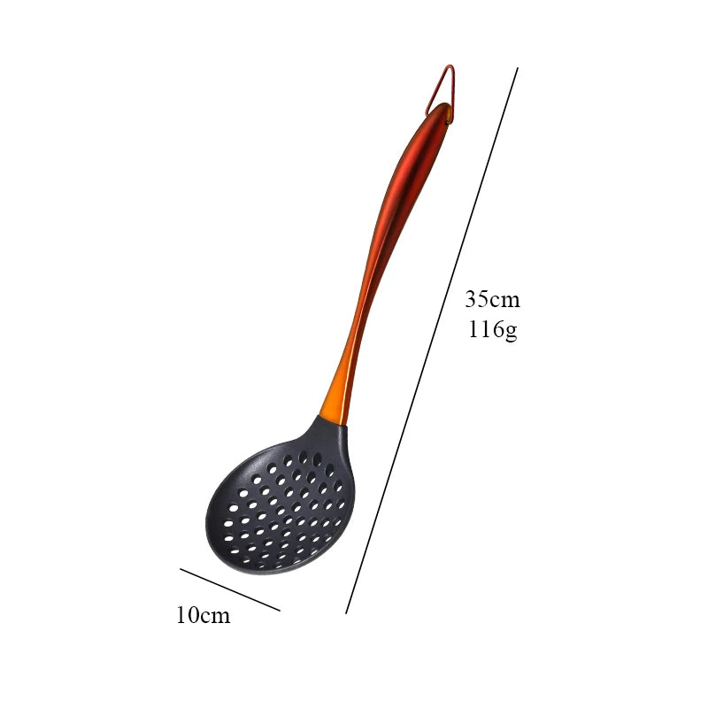 1-7PCS Cooking Tools Set Soup Scoop Slotted Spoon Turner Ladle Stainless Steel with Silicone Head Hanging Kitchen Server Pot