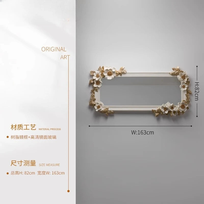 French retro carved fireplace decorative mirror wall-mounted American European wall-mounted dressing advanced full-length mirror