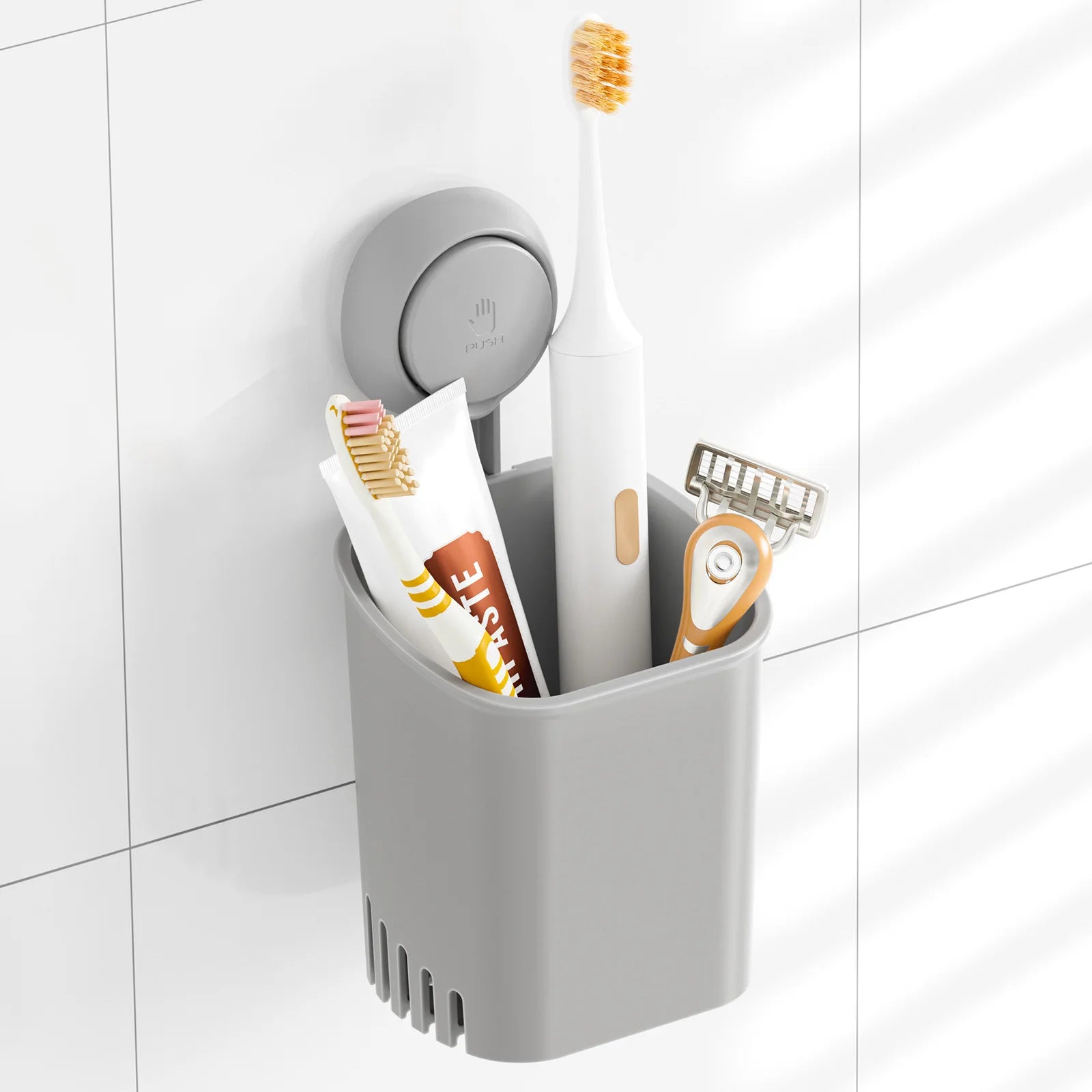 TAILI Suction Cup Toothbrush Holder No Drilling Removable Razor Holder for Bathroom Shower Electric Toothbrush Toothpaste Holder