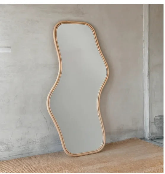 French Luxury Full-length Mirror Creative Undulating Frame Mirror Modern Home Decoration European Style HD Mirror Size 60x160cm